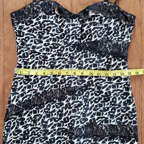 Bebe Black & White Cheetah Print Mini Dress - Picture 11 of 14